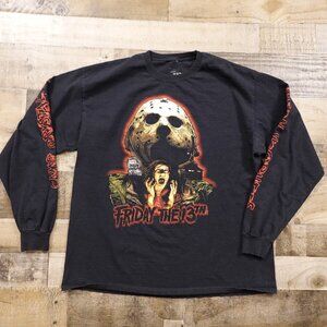 Friday the 13th Jason Voorhees Graphic Long Sleeve T-Shirt Men’s XL Black Horror